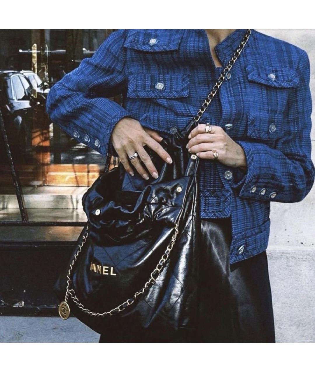 CHANEL Синий хлопковый жакет/пиджак, фото 5