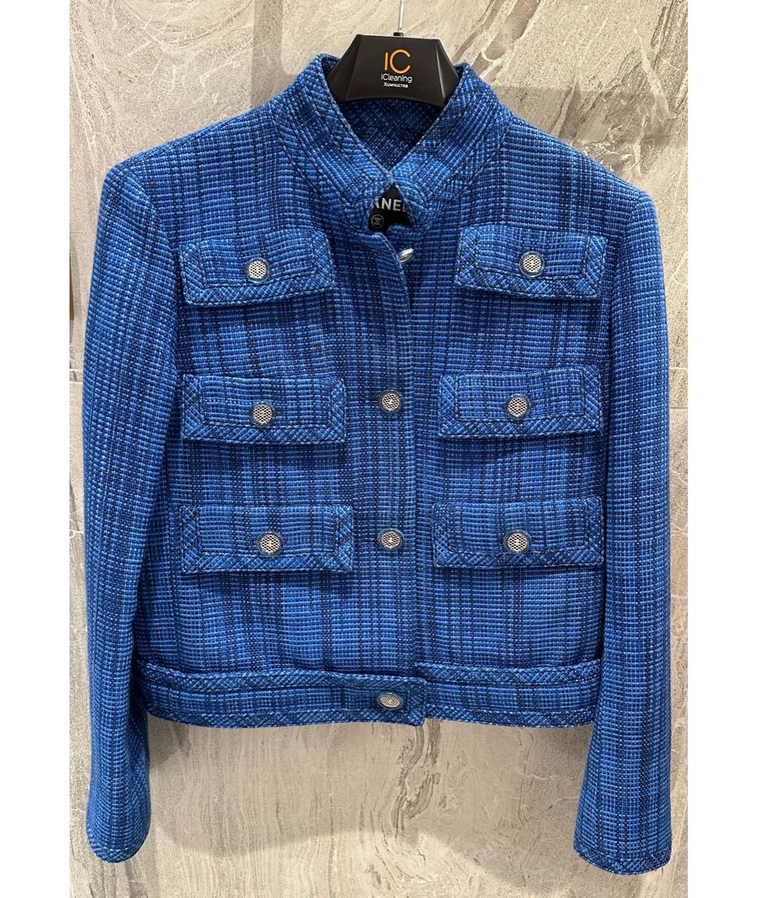 CHANEL Синий хлопковый жакет/пиджак, фото 6