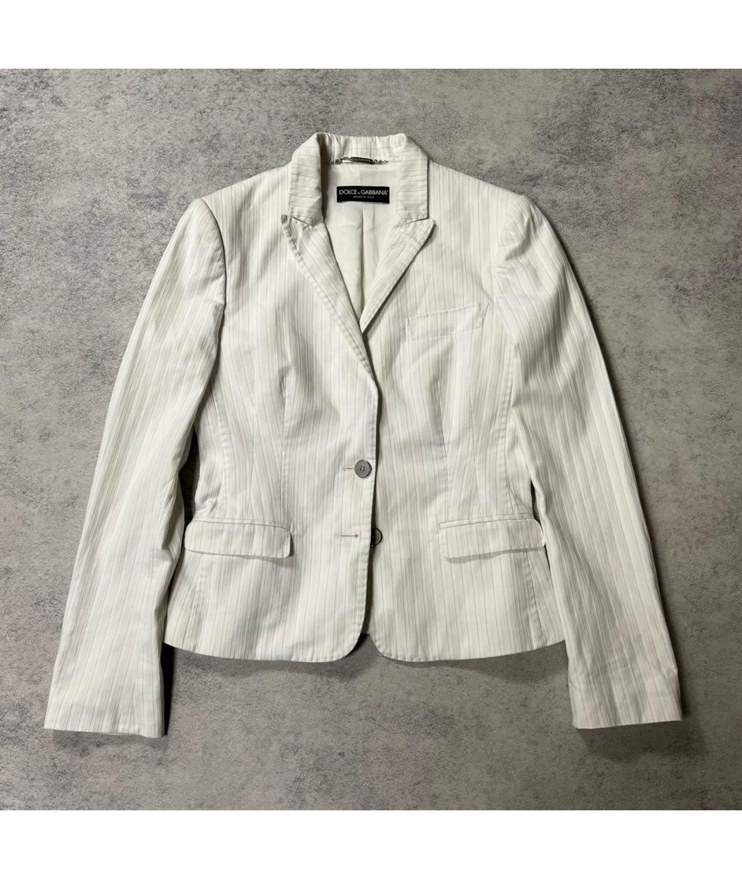 DOLCE&GABBANA Белый хлопко-эластановый жакет/пиджак, фото 9