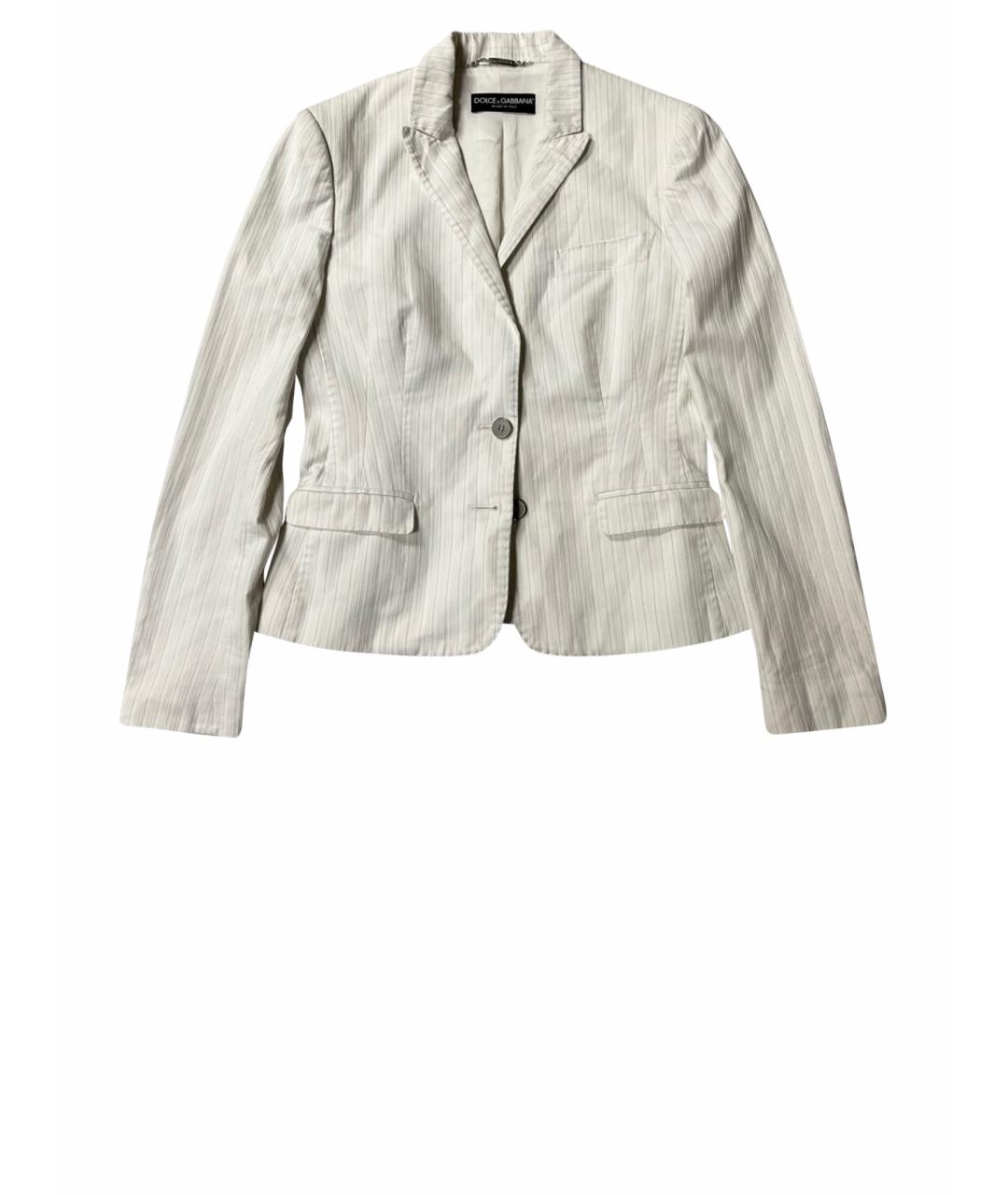 DOLCE&GABBANA Белый хлопко-эластановый жакет/пиджак, фото 1