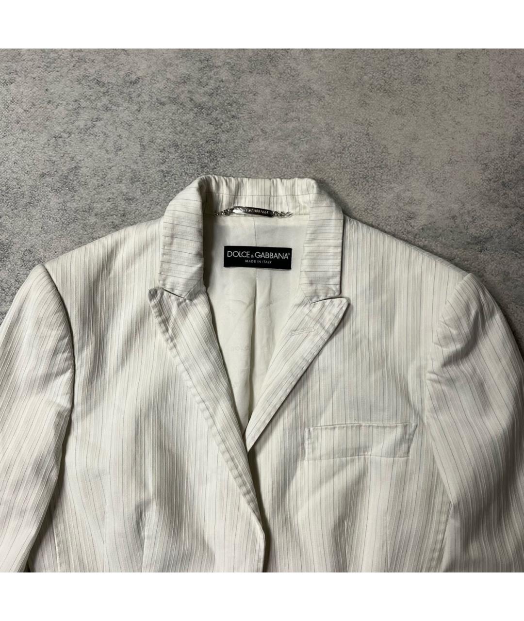 DOLCE&GABBANA Белый хлопко-эластановый жакет/пиджак, фото 2