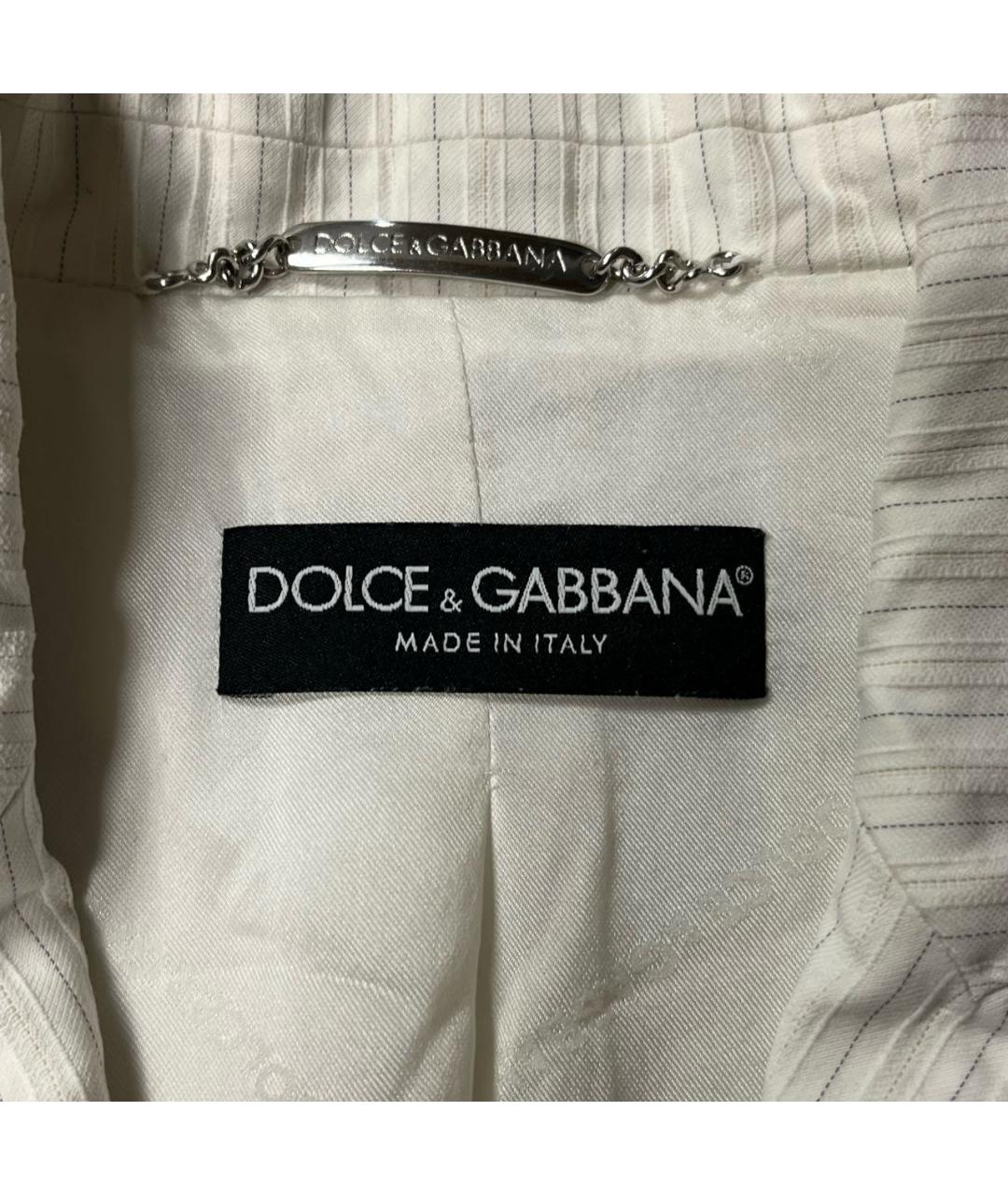 DOLCE&GABBANA Белый хлопко-эластановый жакет/пиджак, фото 7