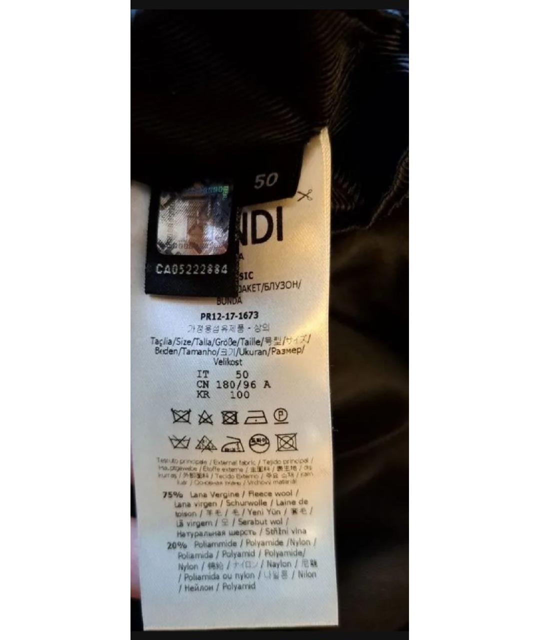 FENDI Черная шерстяная куртка, фото 3