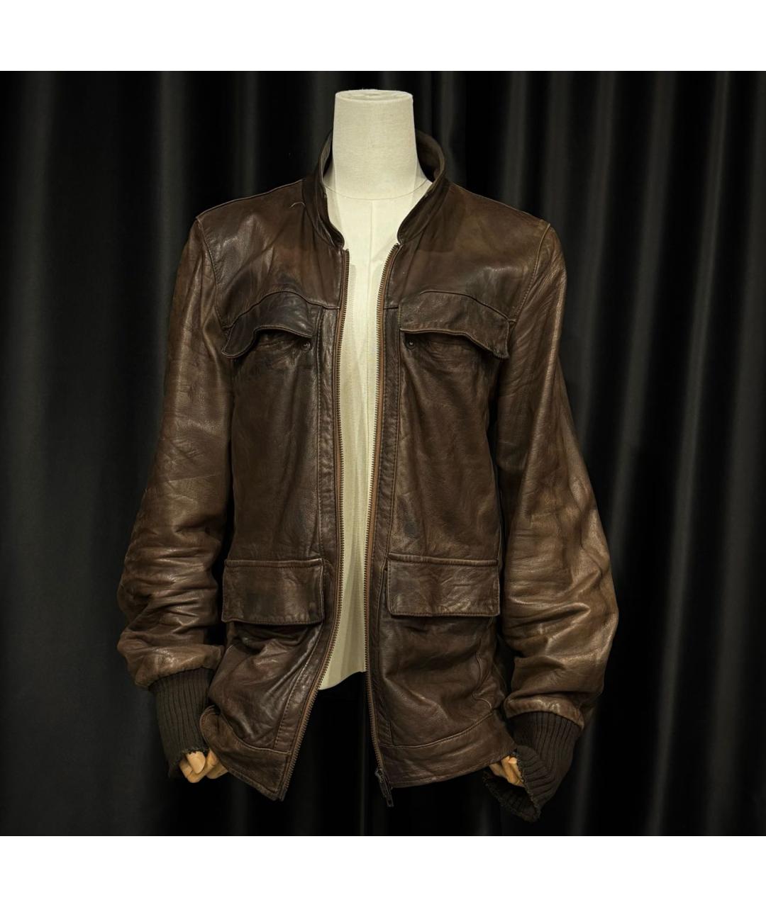 GIORGIO BRATO Коричневая кожаная куртка, фото 2
