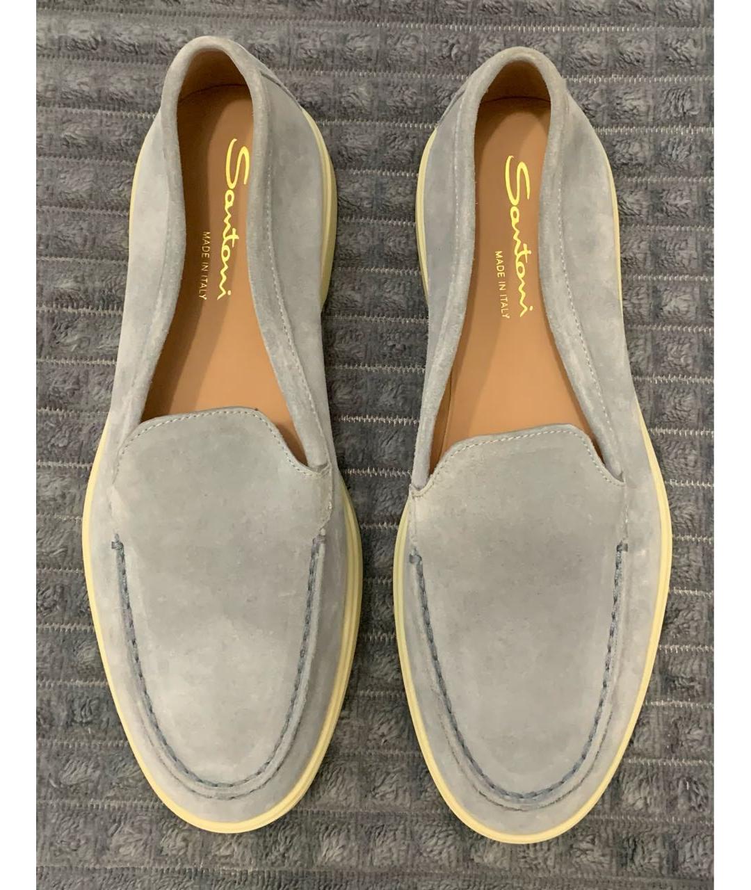 SANTONI Голубые замшевые лоферы, фото 3