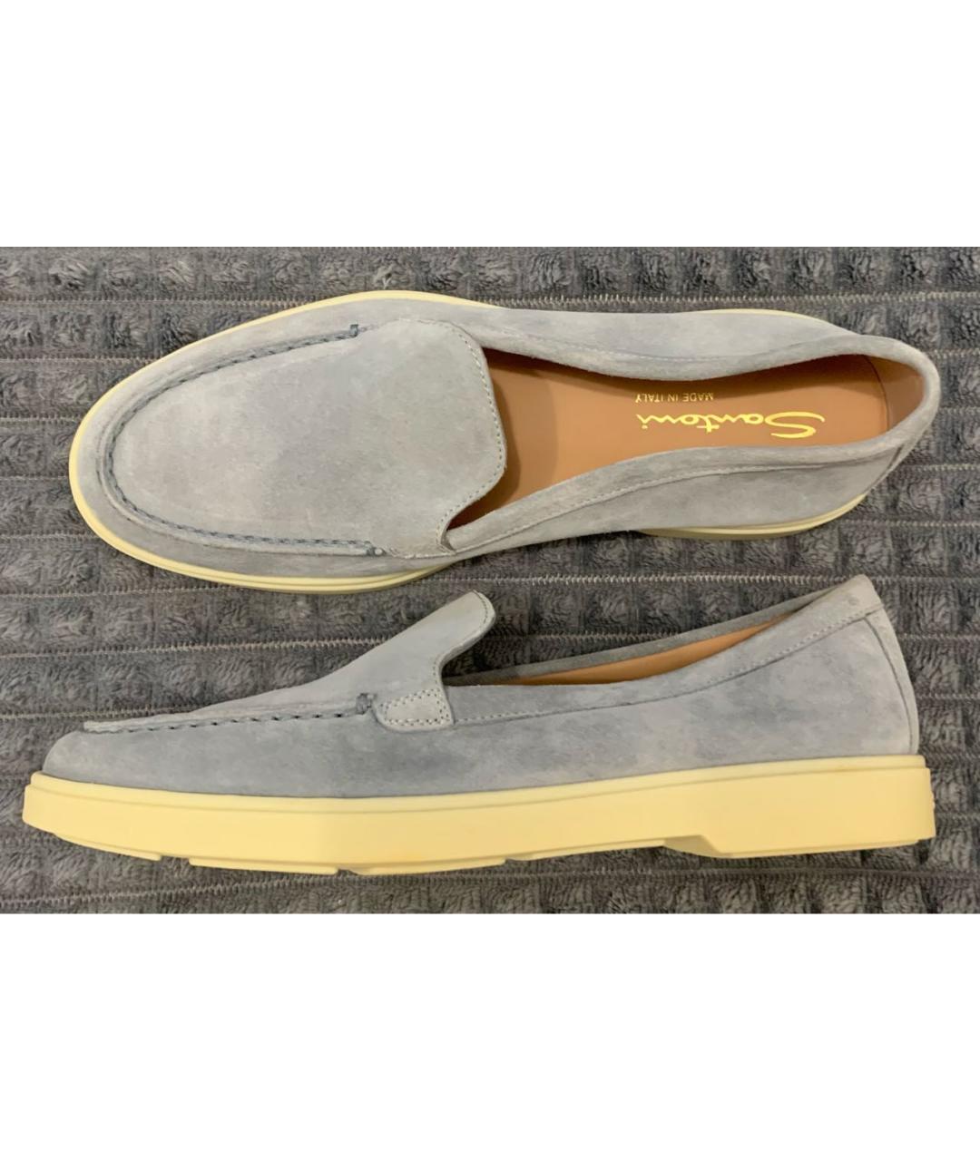 SANTONI Голубые замшевые лоферы, фото 4