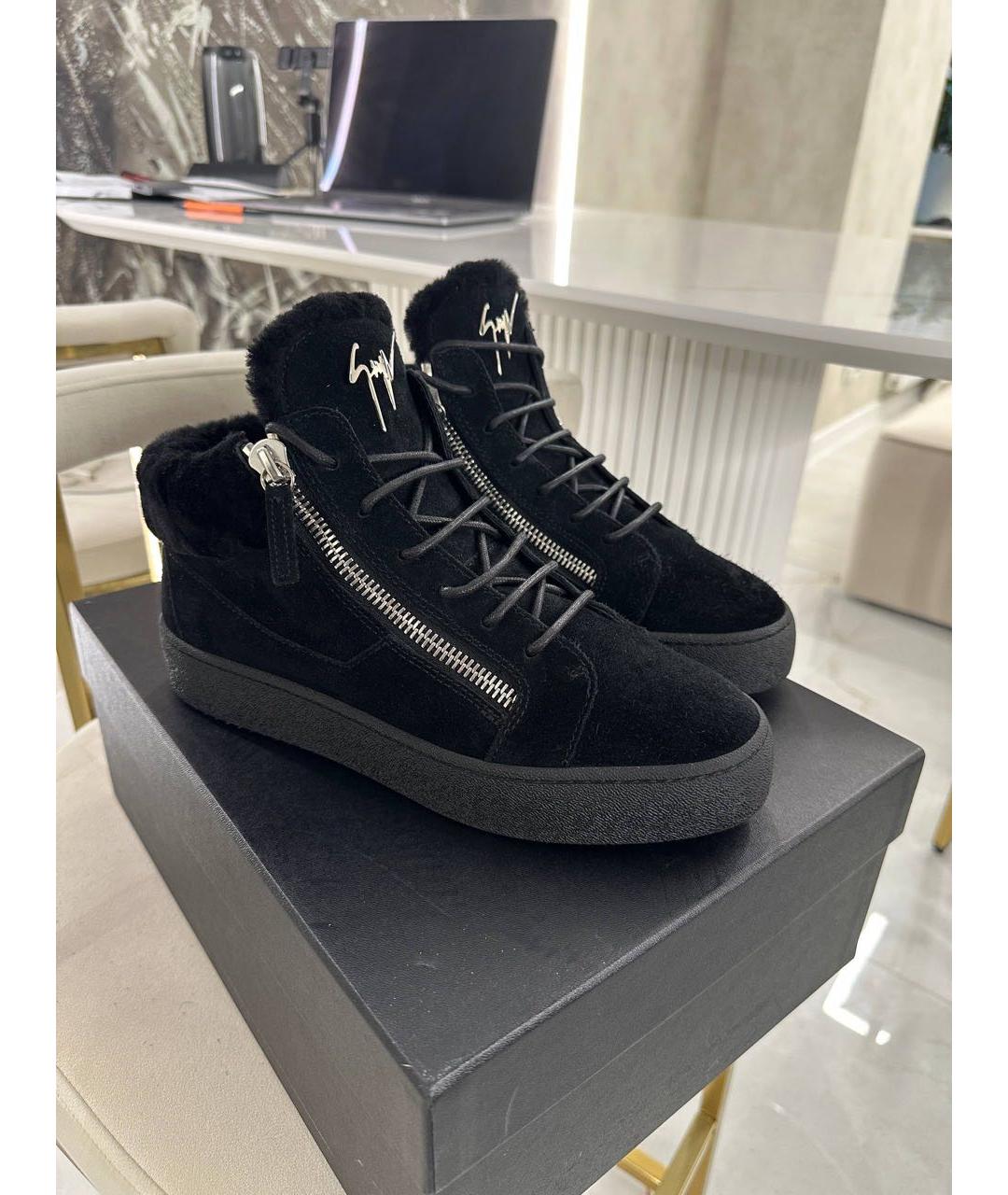 GIUSEPPE ZANOTTI DESIGN Черные замшевые высокие ботинки, фото 2