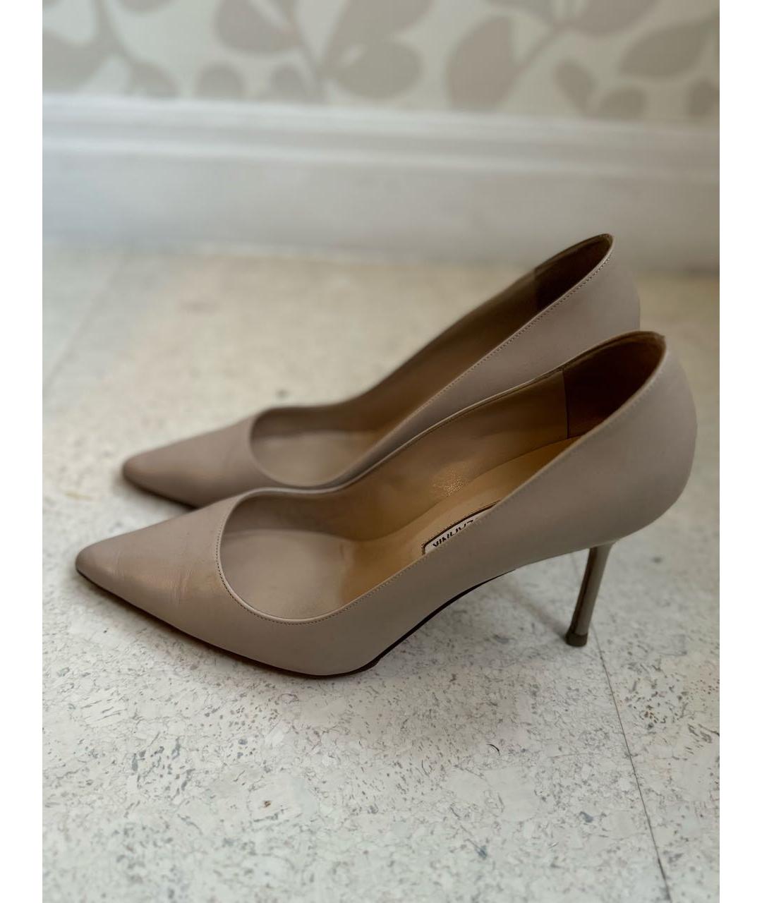 MANOLO BLAHNIK Бежевые кожаные туфли, фото 7