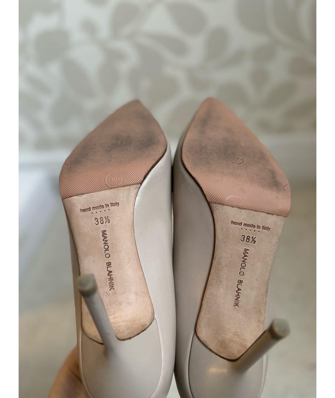 MANOLO BLAHNIK Бежевые кожаные туфли, фото 6