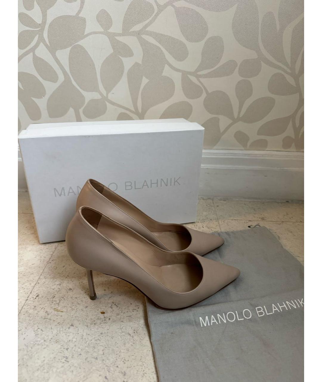 MANOLO BLAHNIK Бежевые кожаные туфли, фото 3