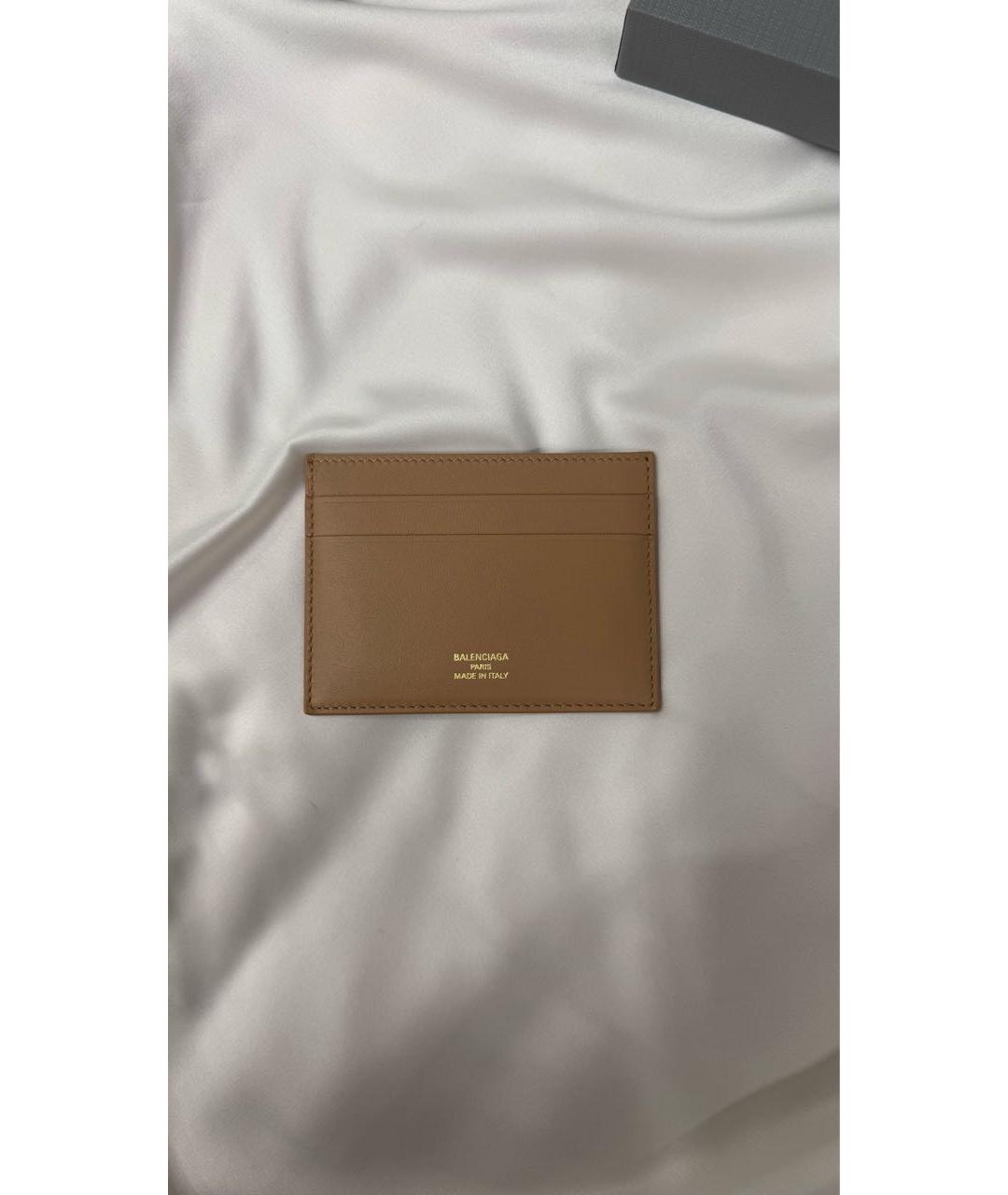 BALENCIAGA Бежевый кожаный кардхолдер, фото 4