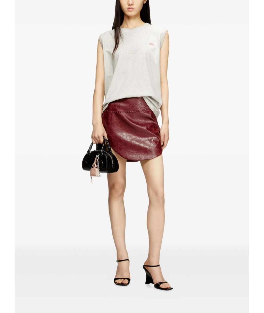 DIESEL Бордовая юбка мини, фото 3