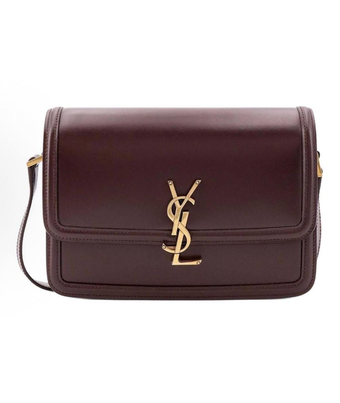 SAINT LAURENT Бордовая кожаная сумка через плечо, фото 6