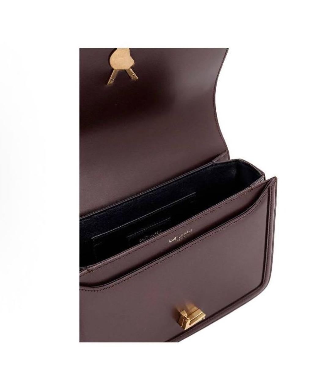 SAINT LAURENT Бордовая кожаная сумка через плечо, фото 4
