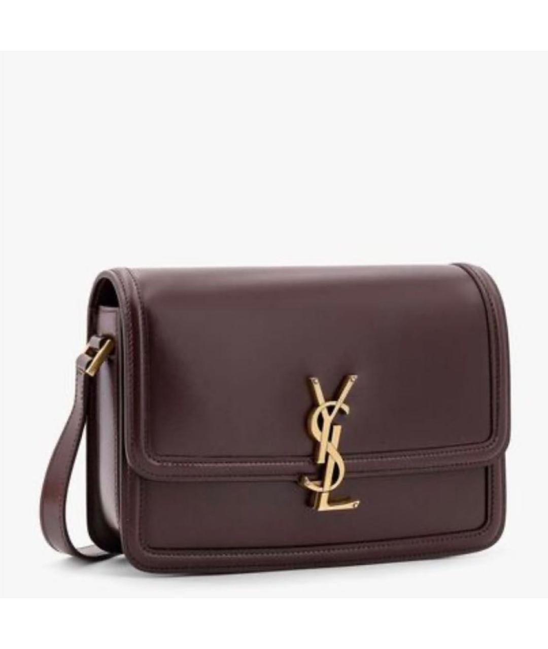SAINT LAURENT Бордовая кожаная сумка через плечо, фото 3