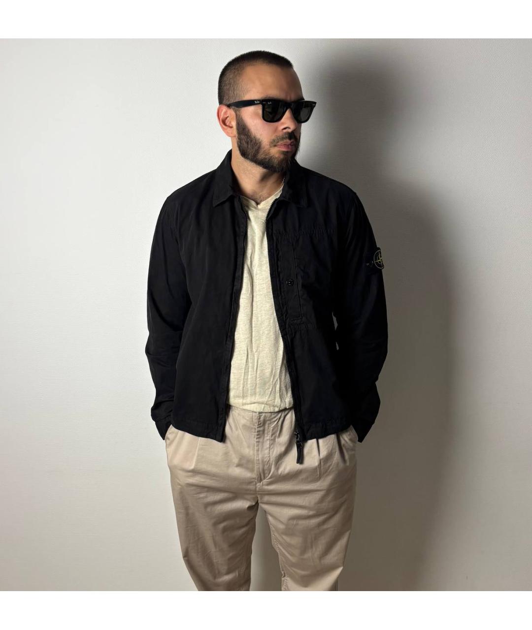 STONE ISLAND Черная хлопковая кэжуал рубашка, фото 4