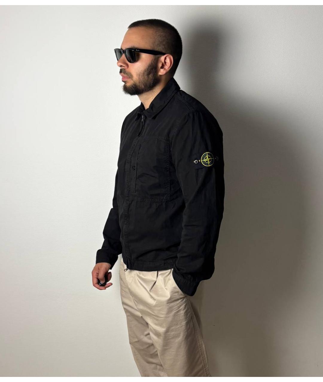 STONE ISLAND Черная хлопковая кэжуал рубашка, фото 5