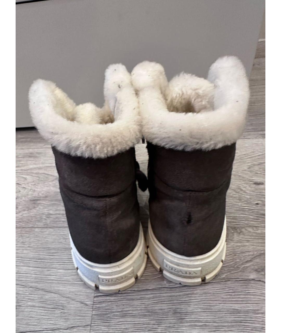 PRADA Коричневые замшевые ботинки, фото 4