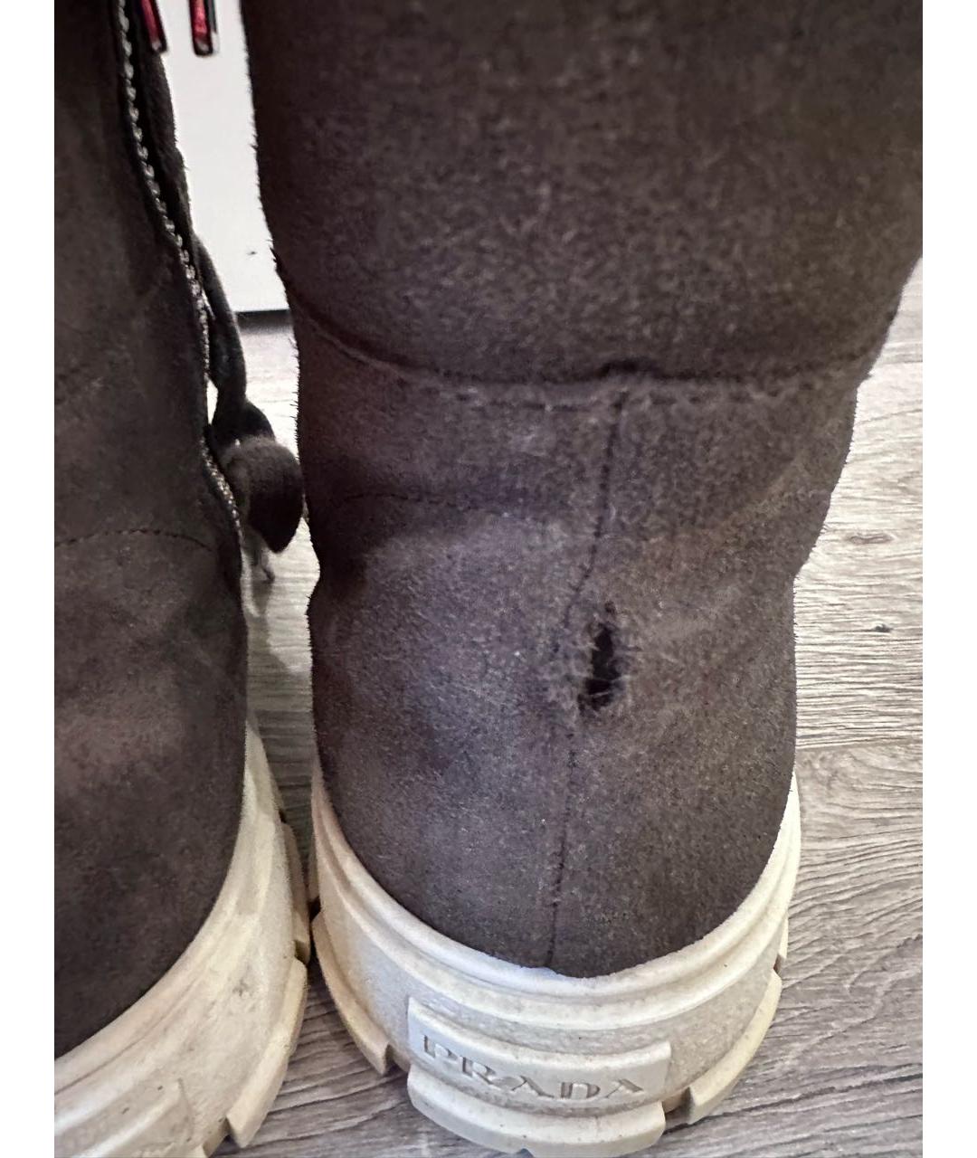 PRADA Коричневые замшевые ботинки, фото 8