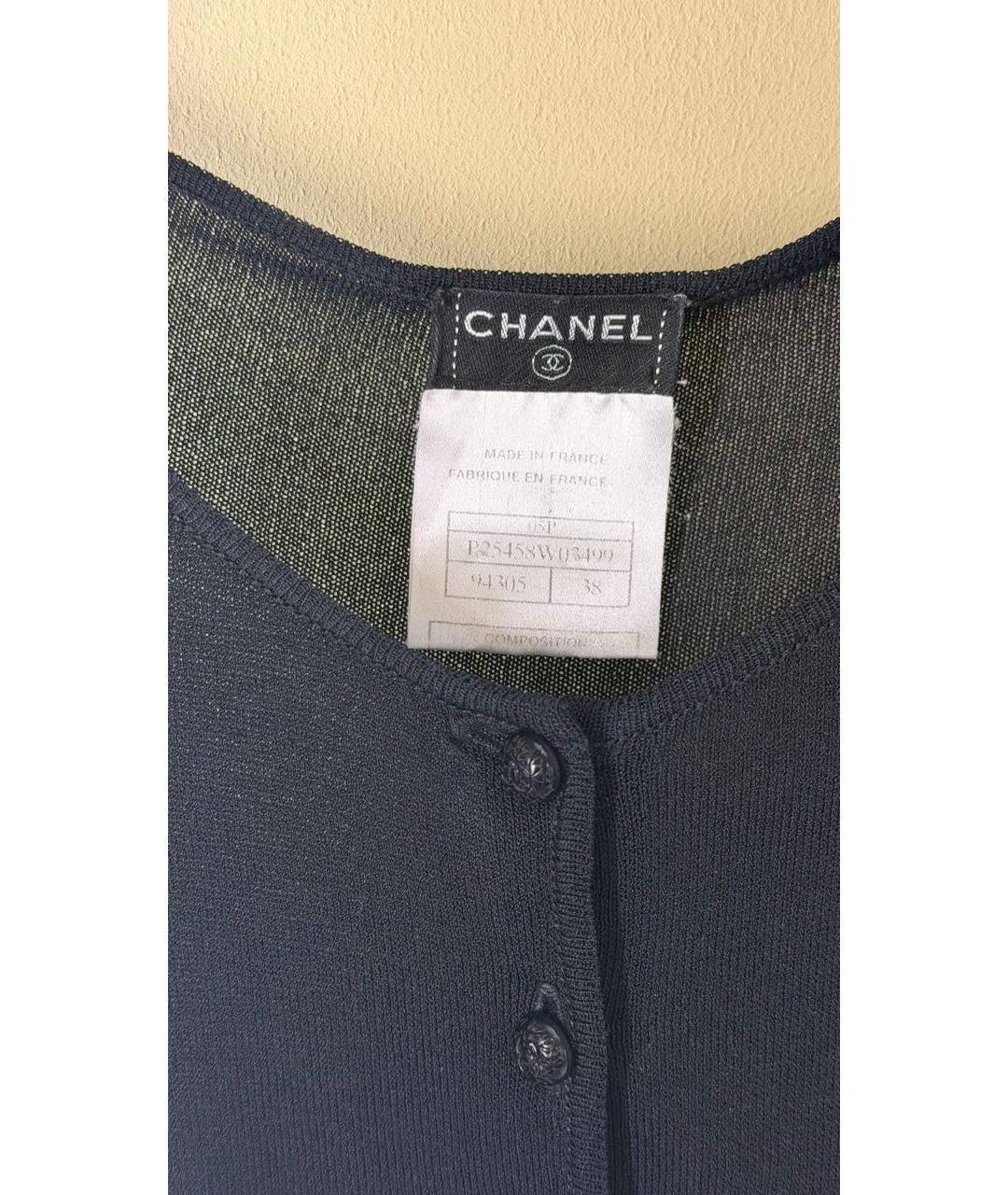 CHANEL Черный вискозный кардиган, фото 3