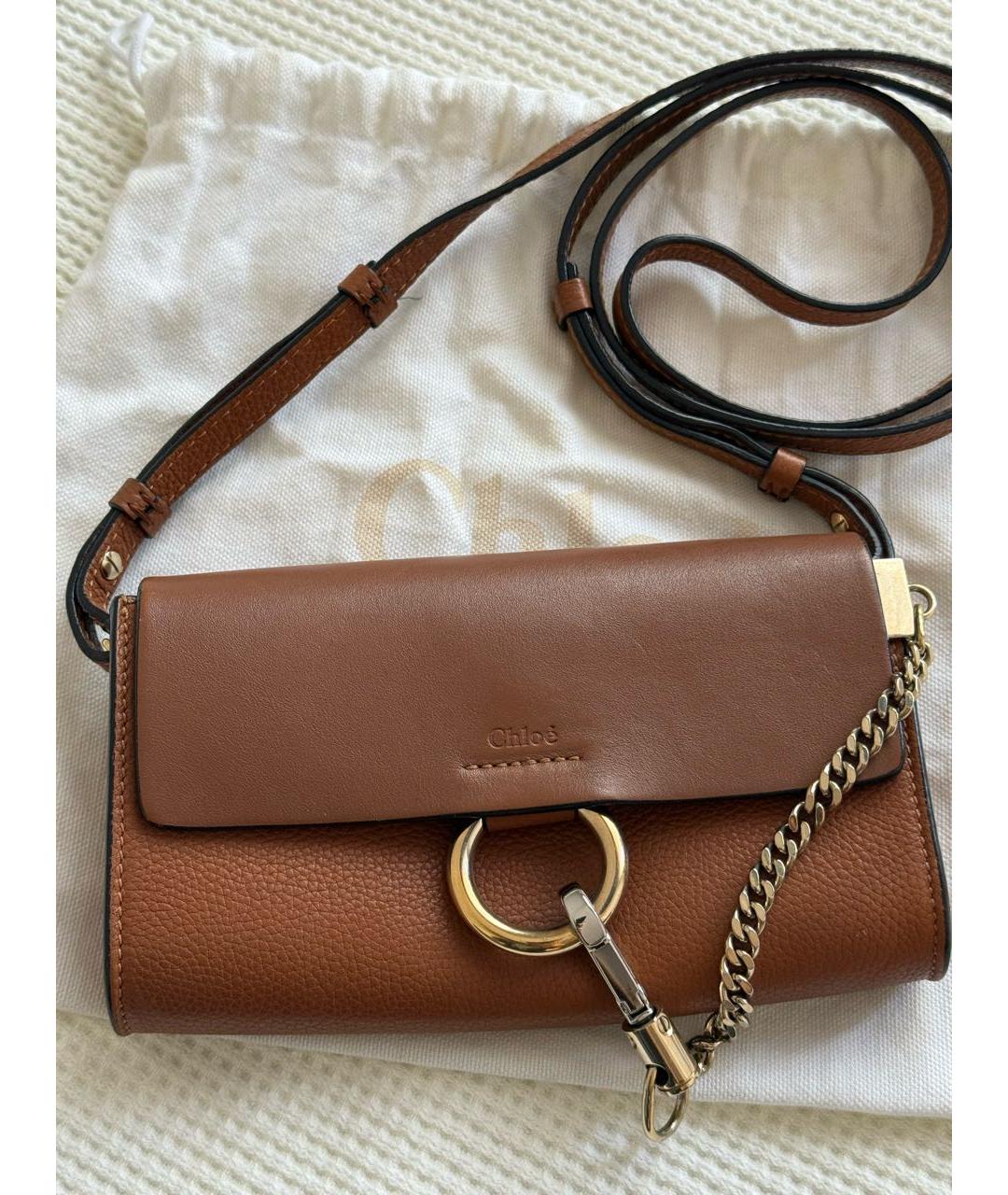 CHLOE Коричневая кожаная сумка через плечо, фото 4