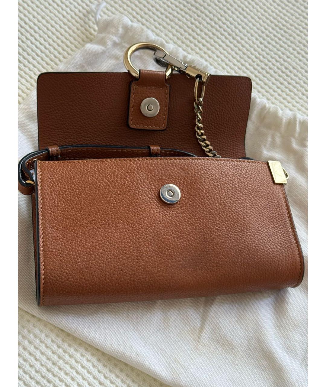 CHLOE Коричневая кожаная сумка через плечо, фото 2