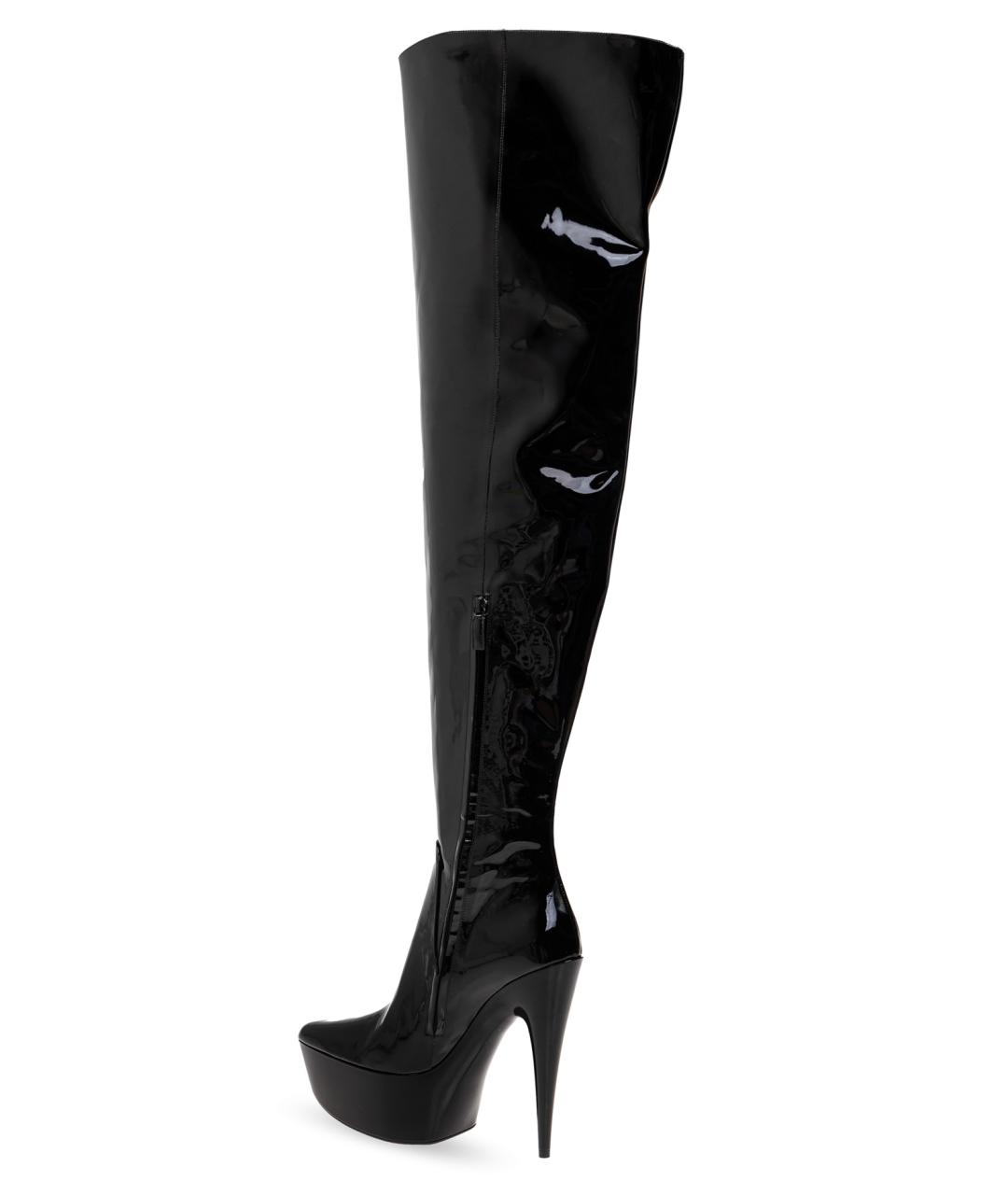 BALENCIAGA Черные ботфорты из лакированной кожи, фото 4