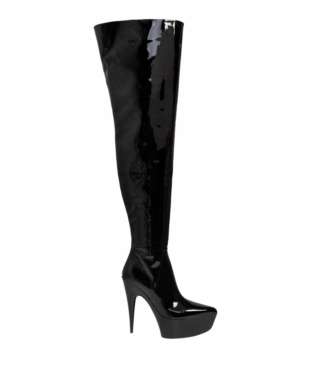 BALENCIAGA Черные ботфорты из лакированной кожи, фото 7