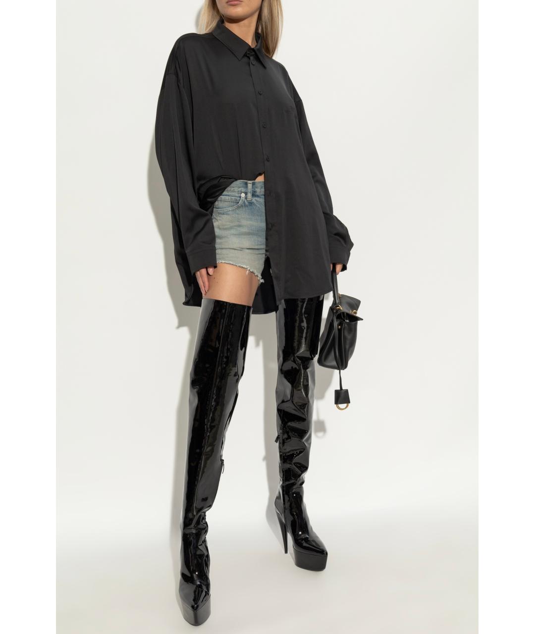 BALENCIAGA Черные ботфорты из лакированной кожи, фото 6