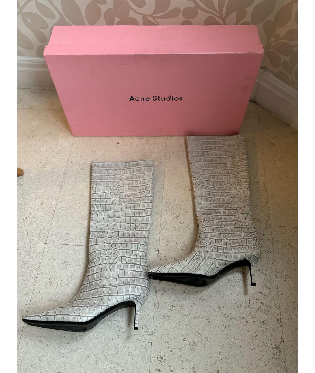 ACNE STUDIOS Белые кожаные сапоги, фото 4