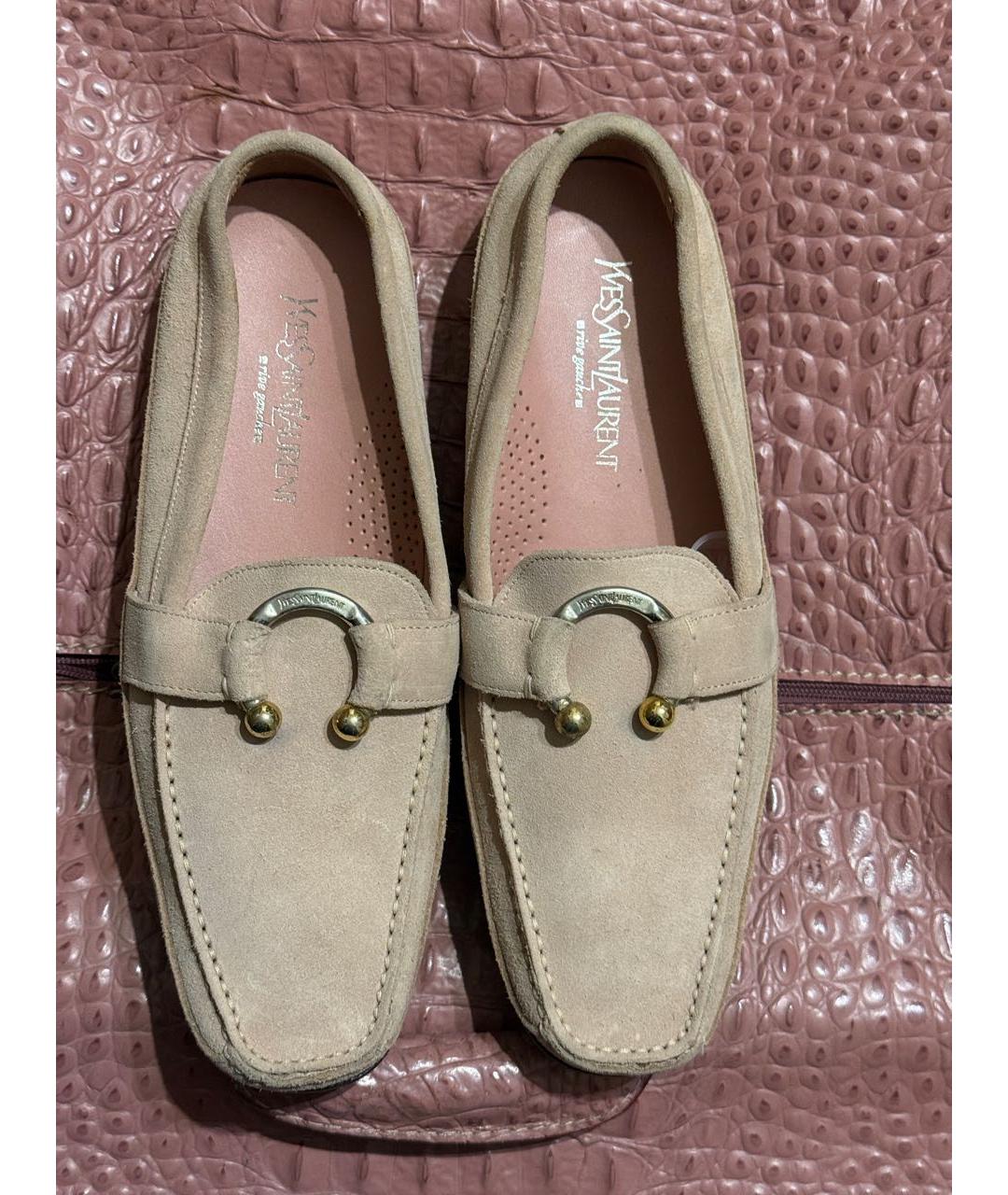 SAINT LAURENT Розовые замшевые мокасины, фото 3