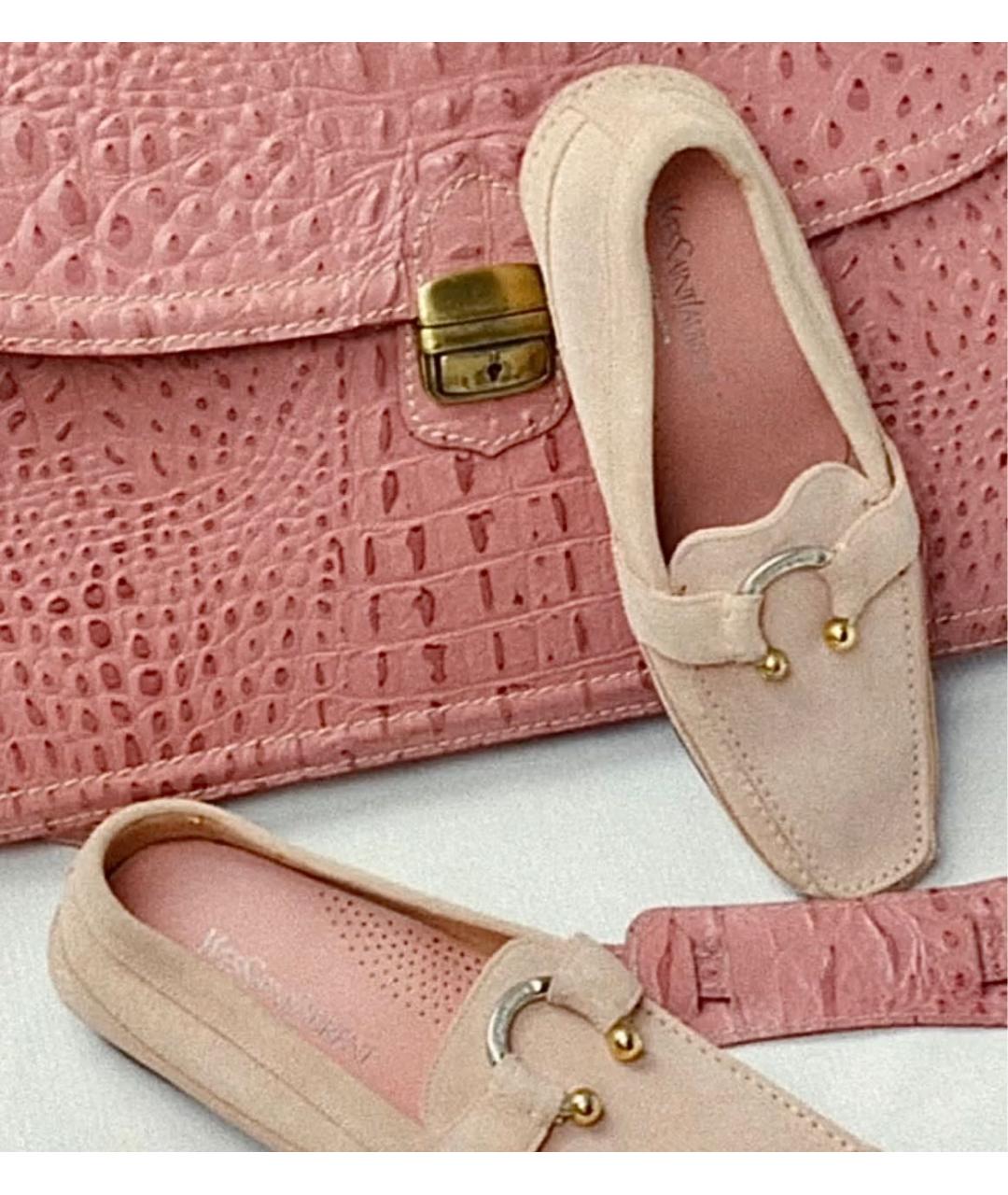 SAINT LAURENT Розовые замшевые мокасины, фото 7