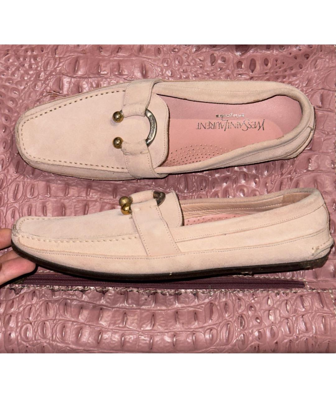 SAINT LAURENT Розовые замшевые мокасины, фото 8