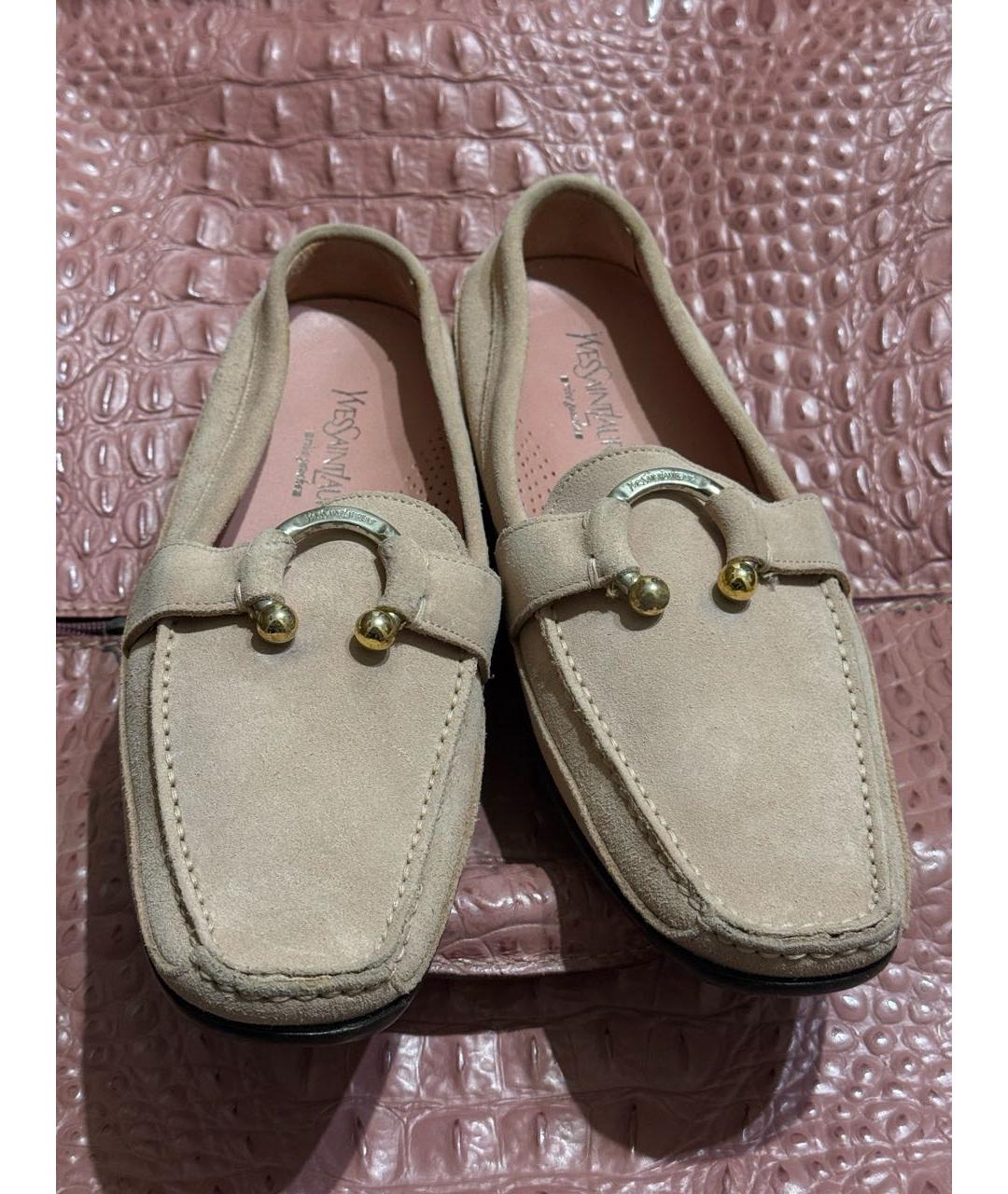 SAINT LAURENT Розовые замшевые мокасины, фото 2