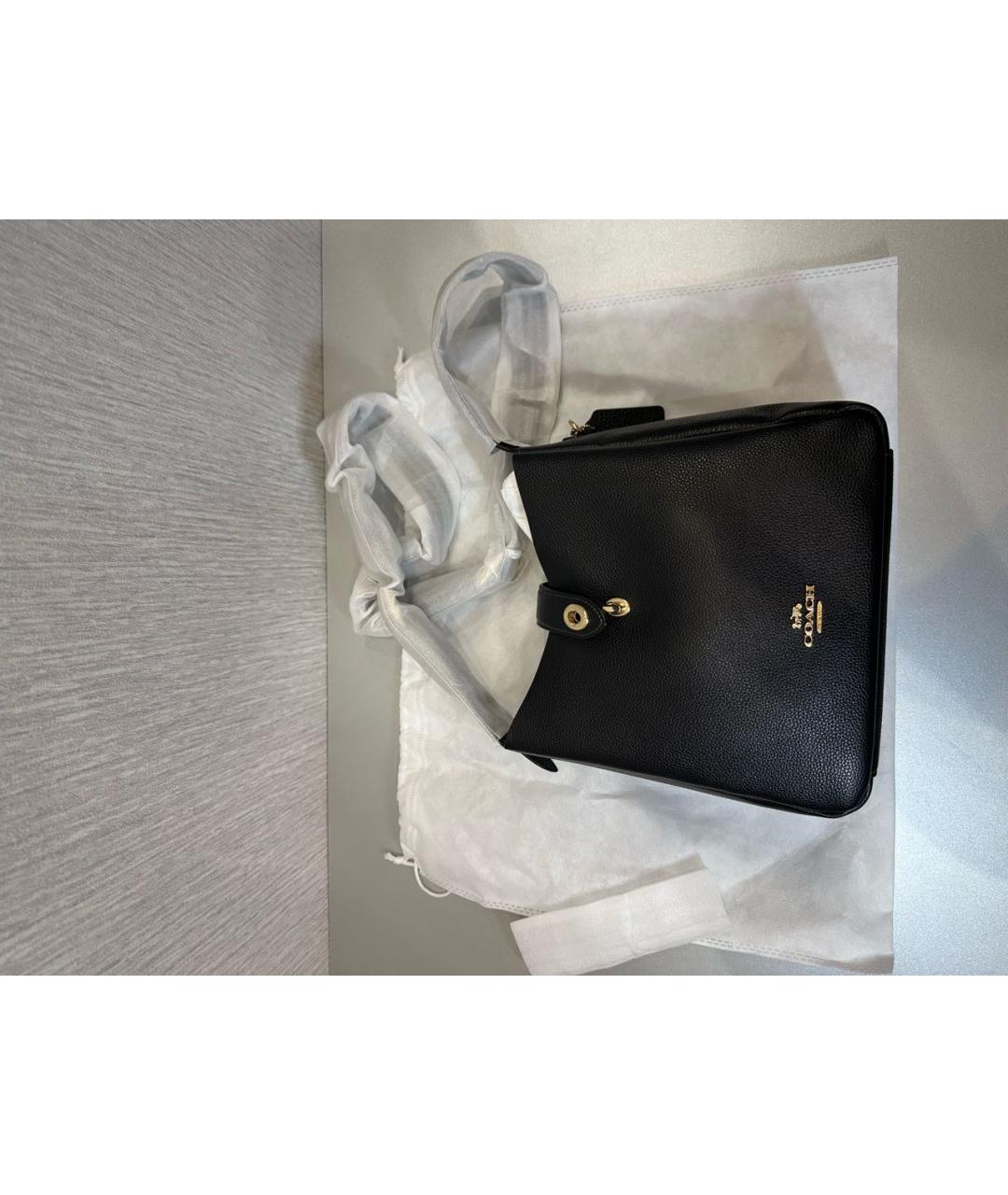 COACH Черная кожаная сумка через плечо, фото 6