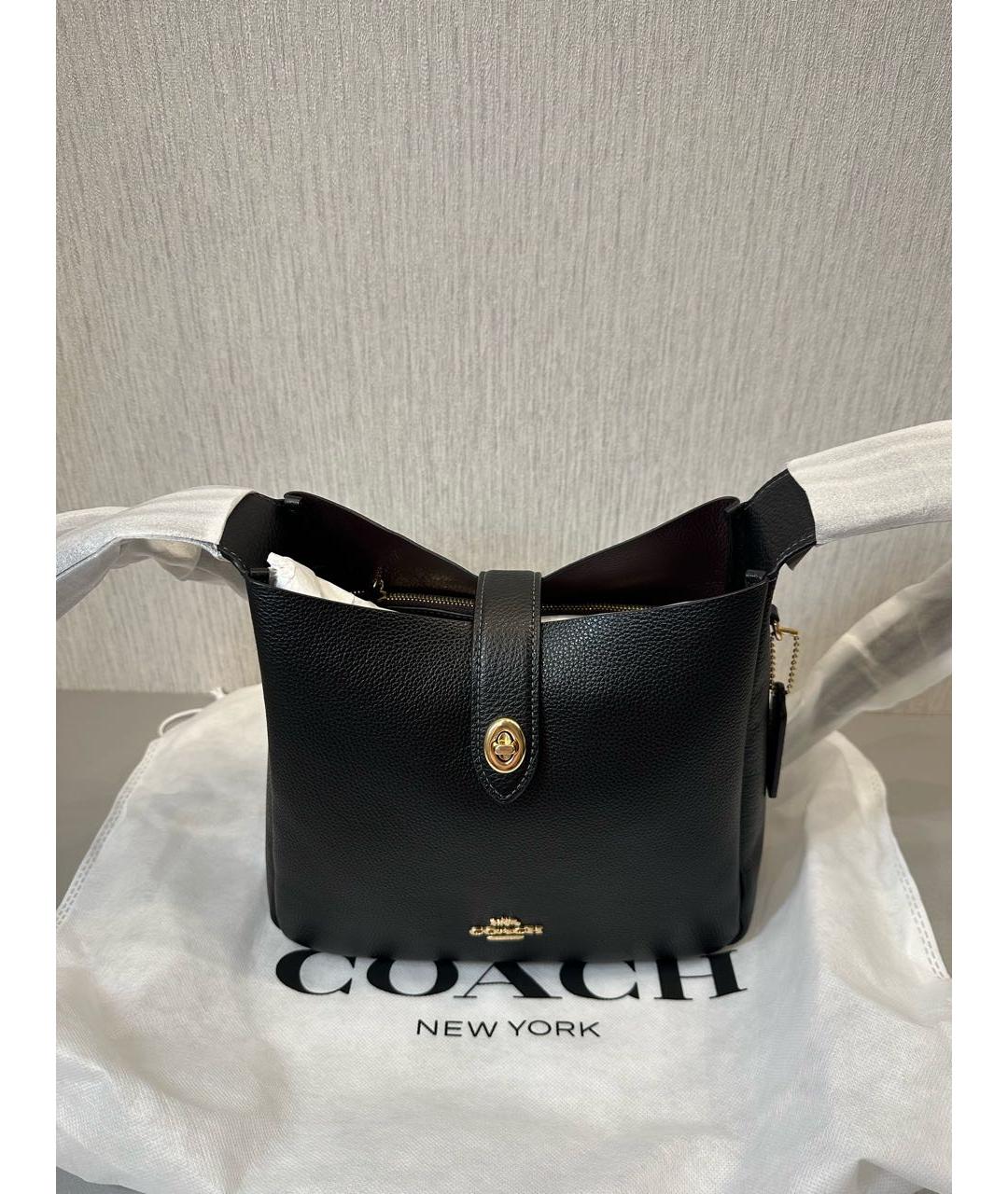 COACH Черная кожаная сумка через плечо, фото 4
