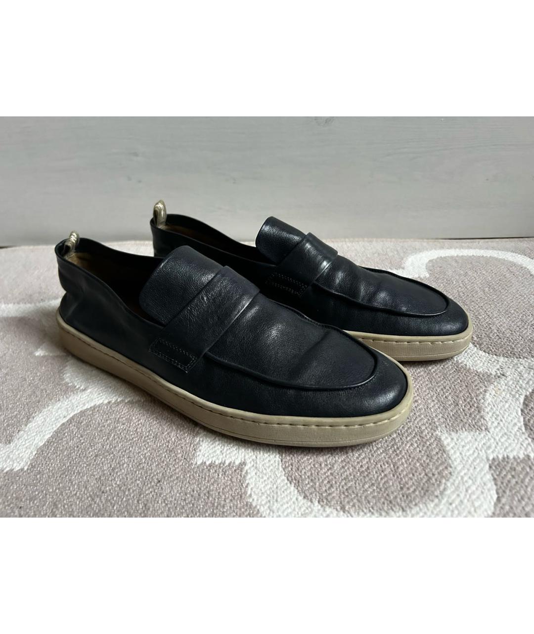 OFFICINE CREATIVE Темно-синие кожаные слипоны, фото 9