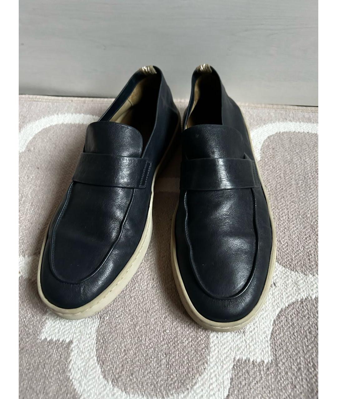 OFFICINE CREATIVE Темно-синие кожаные слипоны, фото 2