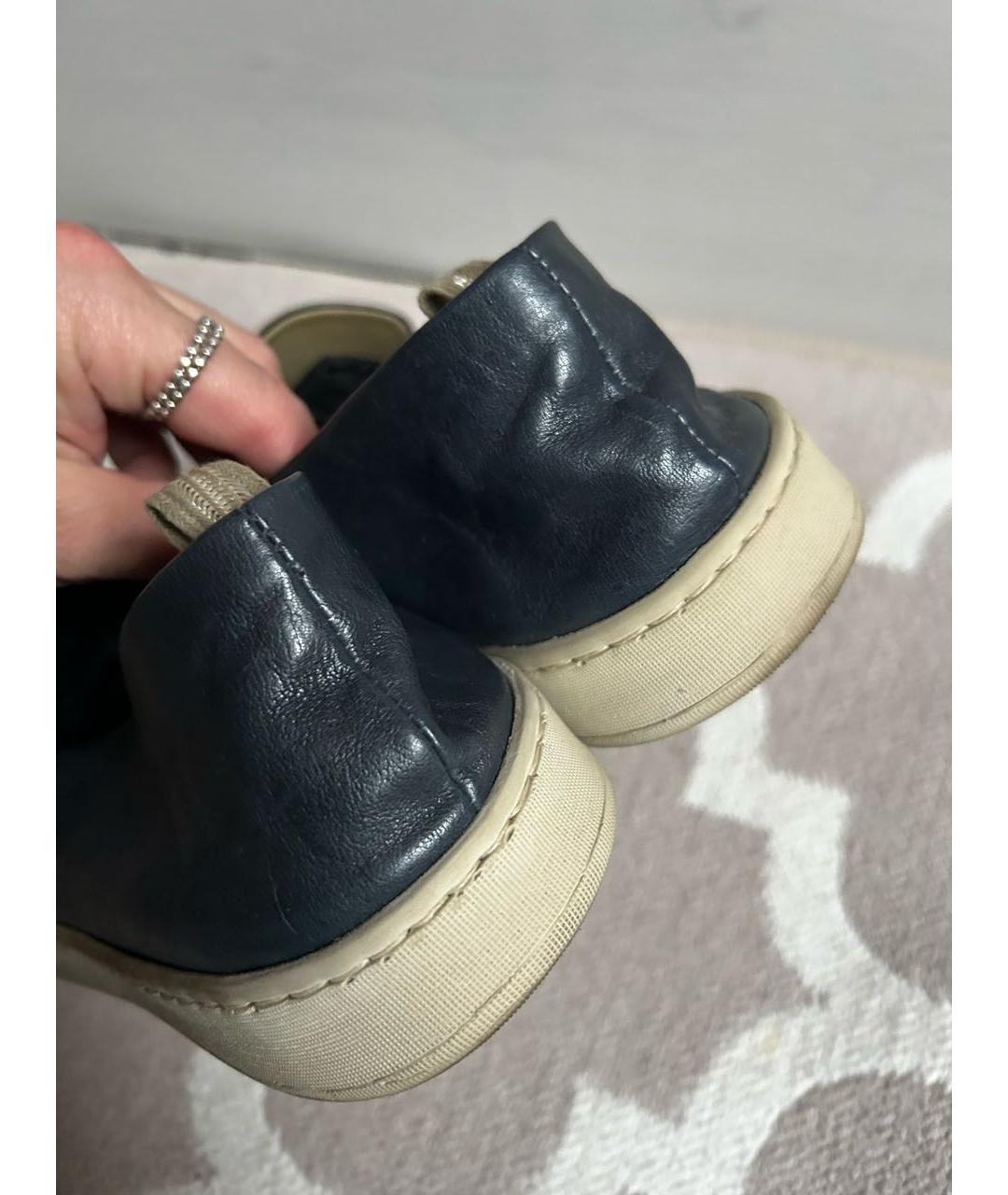 OFFICINE CREATIVE Темно-синие кожаные слипоны, фото 5