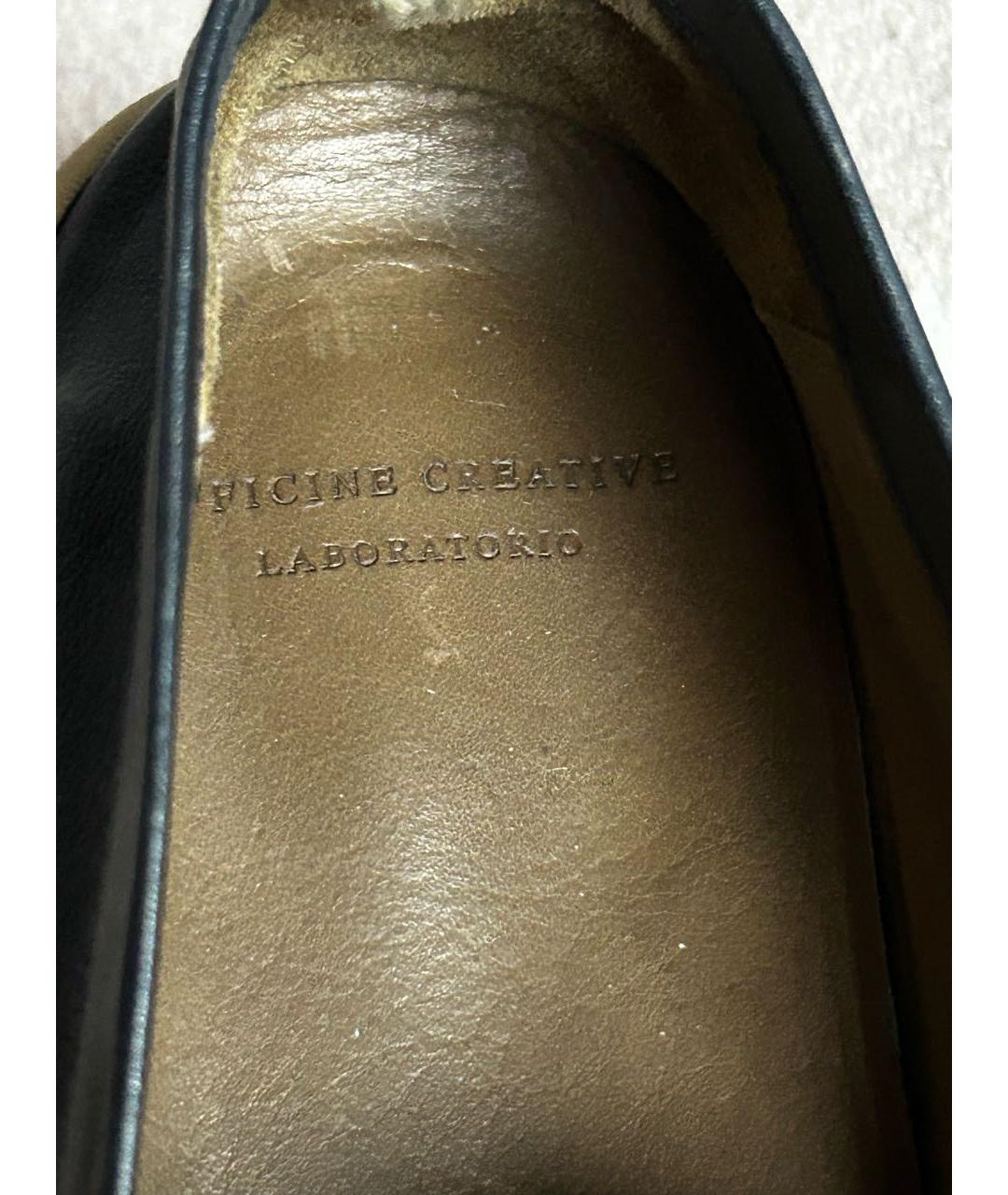 OFFICINE CREATIVE Темно-синие кожаные слипоны, фото 8