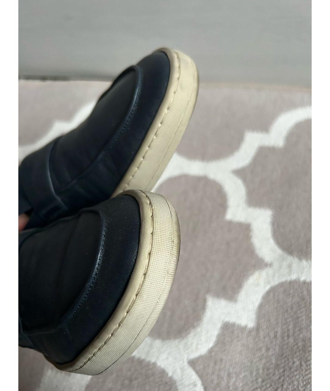 OFFICINE CREATIVE Темно-синие кожаные слипоны, фото 4