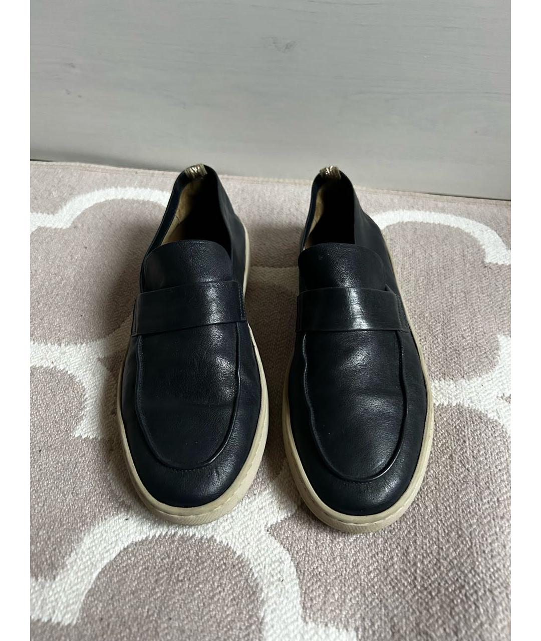 OFFICINE CREATIVE Темно-синие кожаные слипоны, фото 7