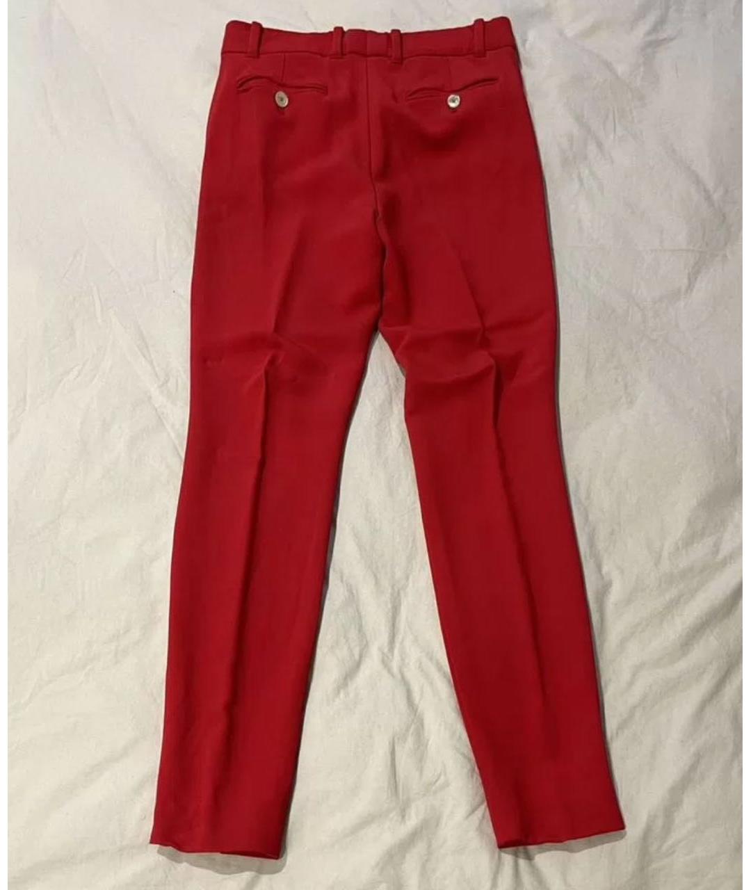 GUCCI Красные вискозные прямые брюки, фото 4