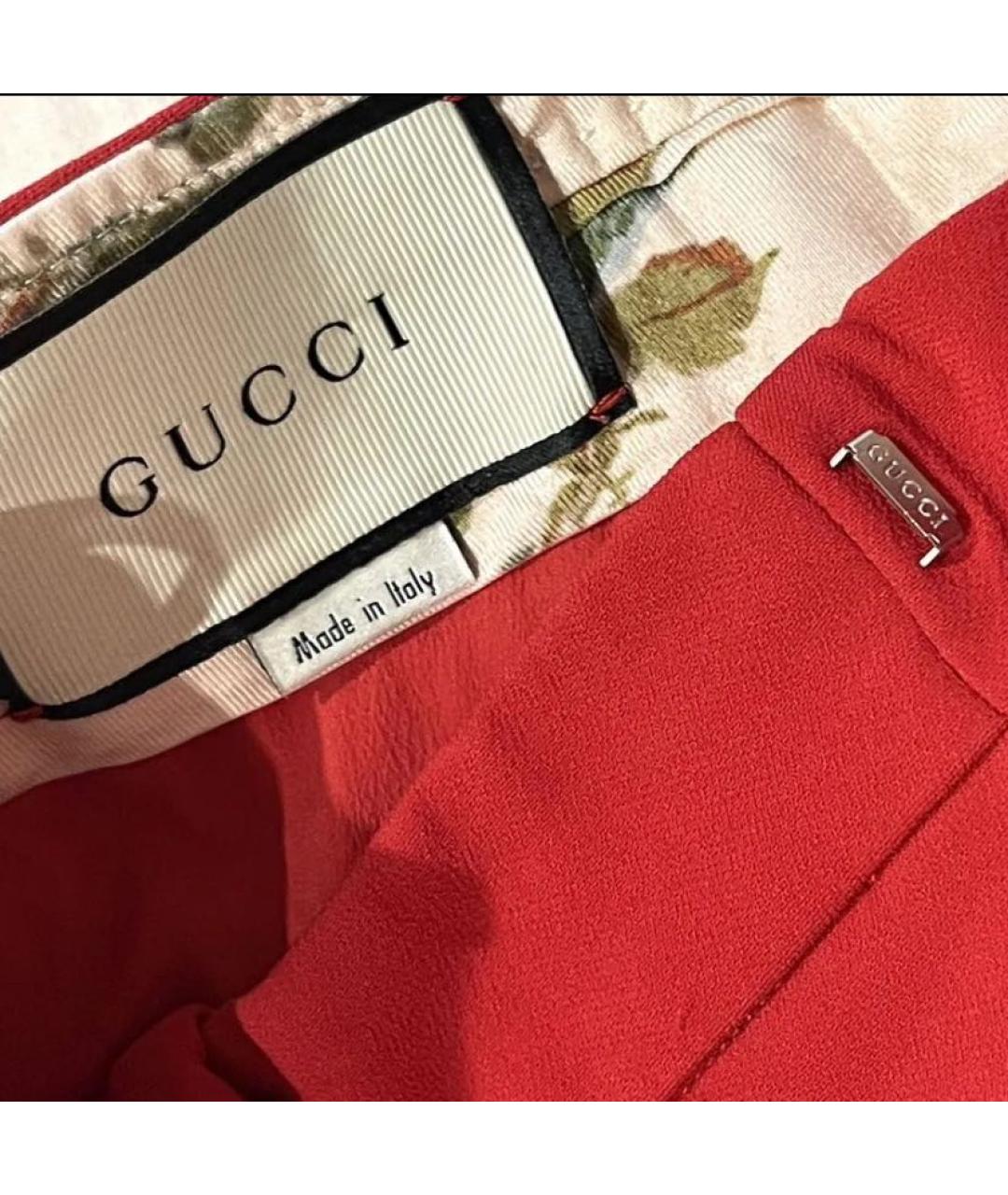 GUCCI Красные вискозные прямые брюки, фото 2
