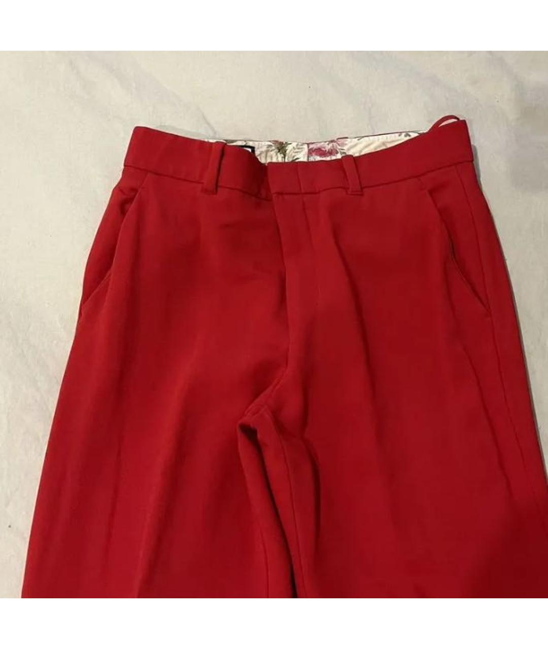 GUCCI Красные вискозные прямые брюки, фото 3