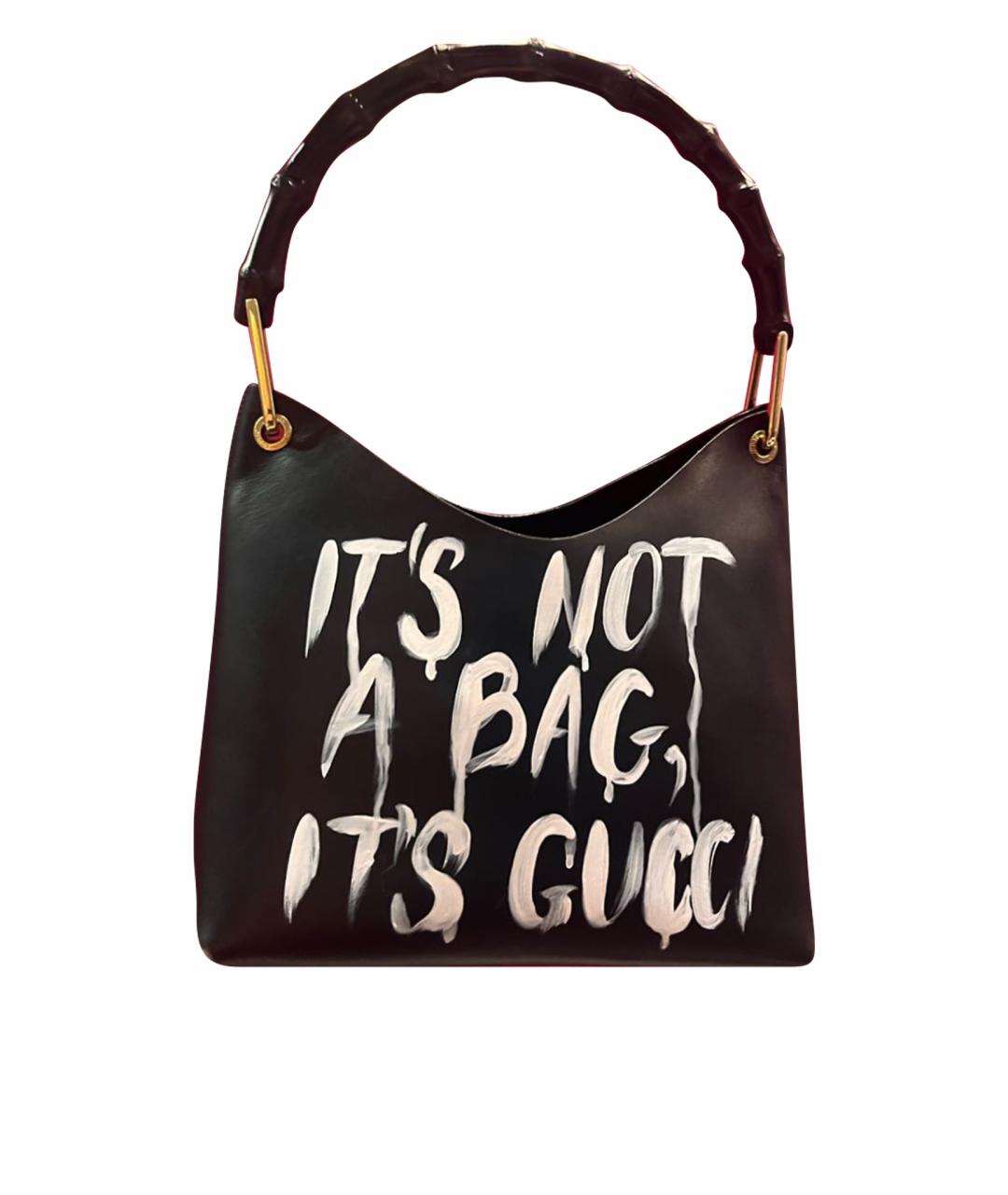 GUCCI Черная кожаная сумка с короткими ручками, фото 1