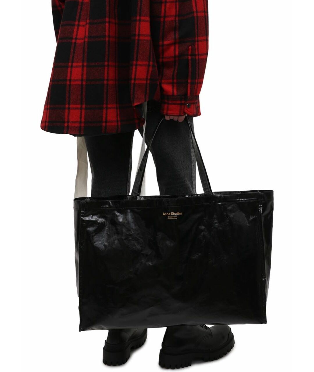 ACNE STUDIOS Черная тканевая сумка тоут, фото 4