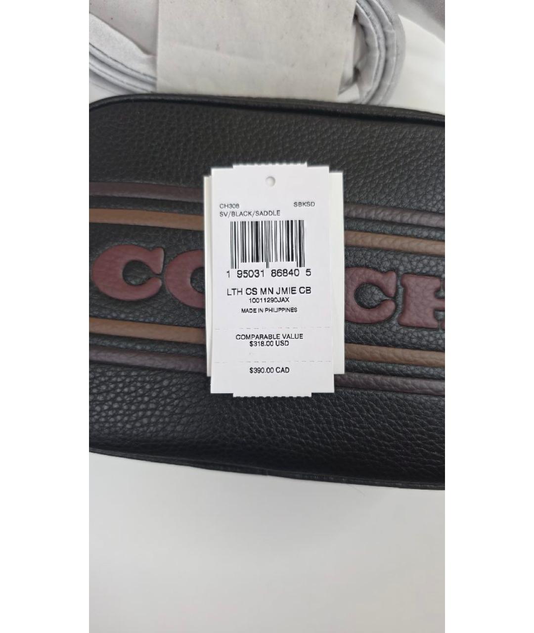 COACH Черная кожаная сумка через плечо, фото 8