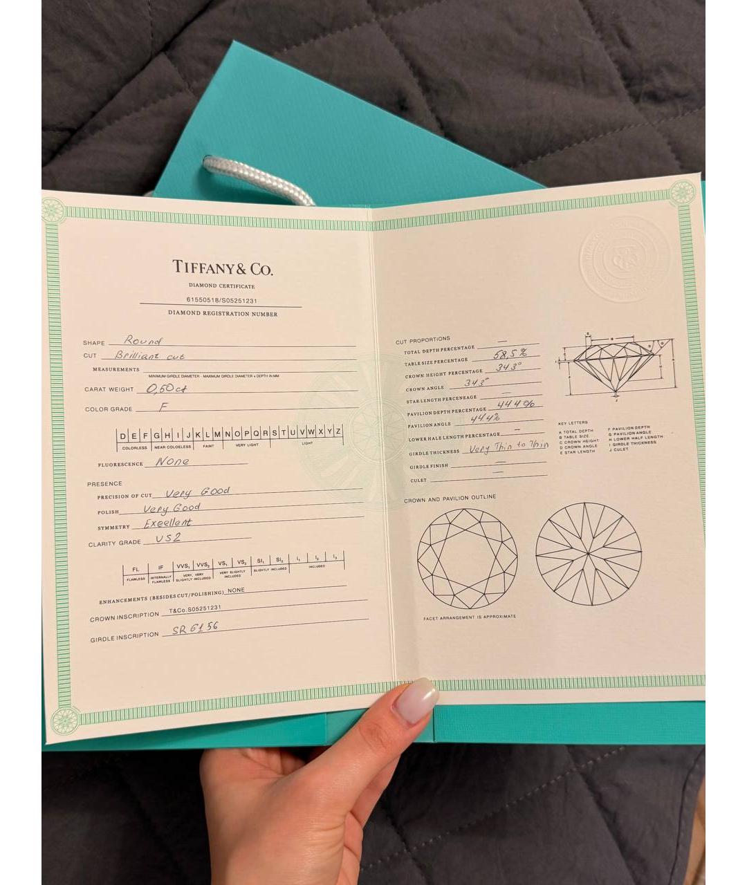 TIFFANY&CO Белое платиновое кольцо, фото 4