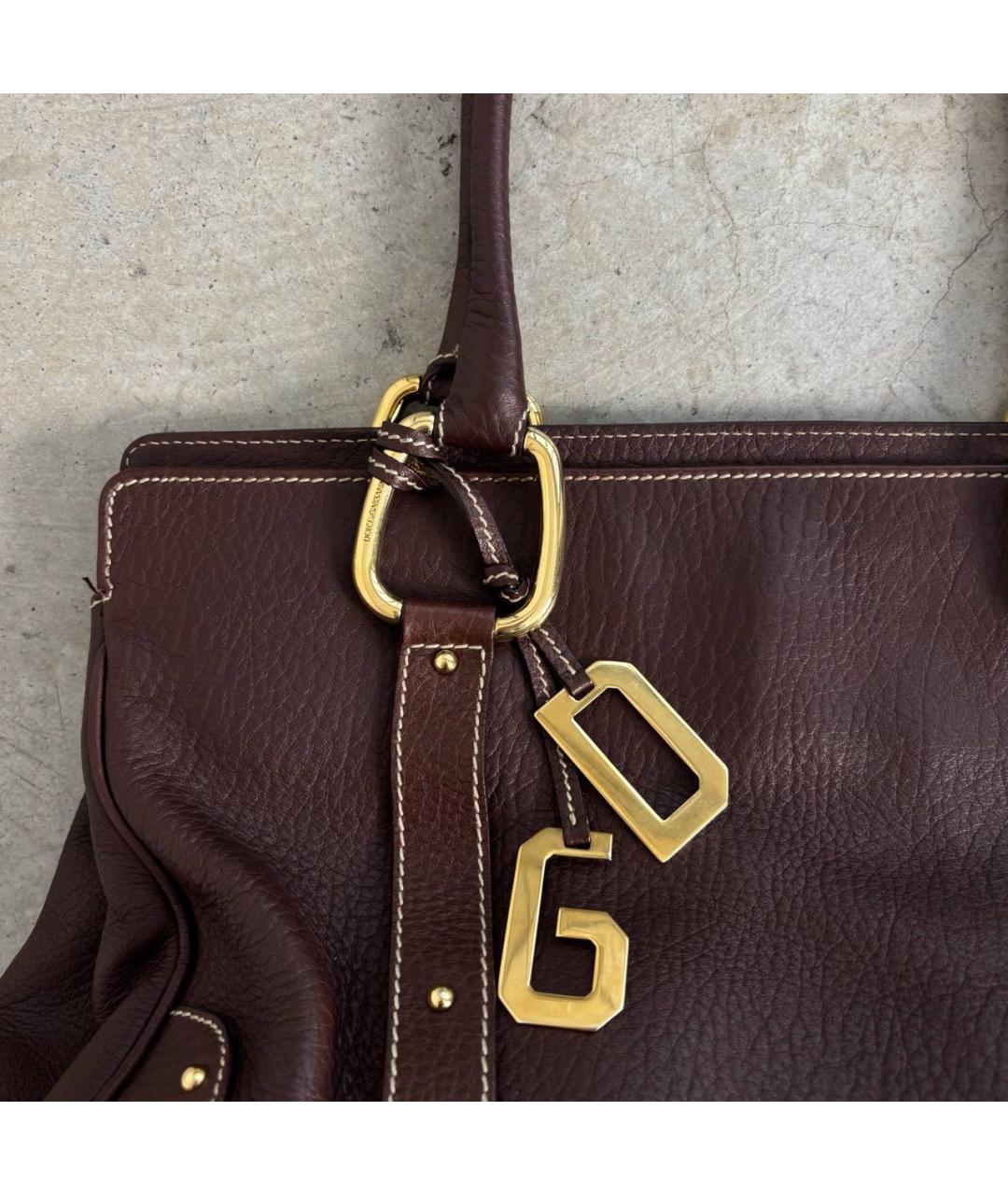DOLCE&GABBANA Коричневая кожаная сумка тоут, фото 6